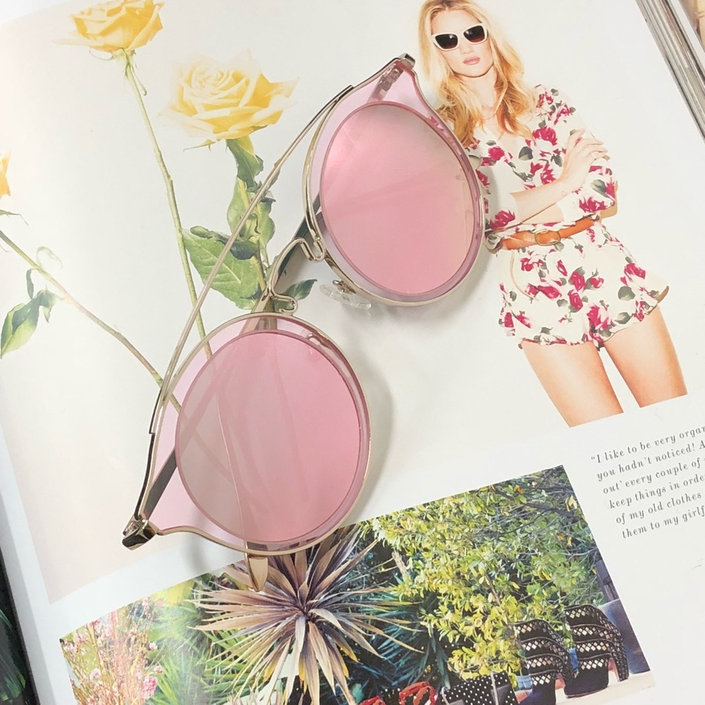 NWT - Pink Rose Polarized Mirror Cat Eye Glasses - Picture 4 of 4